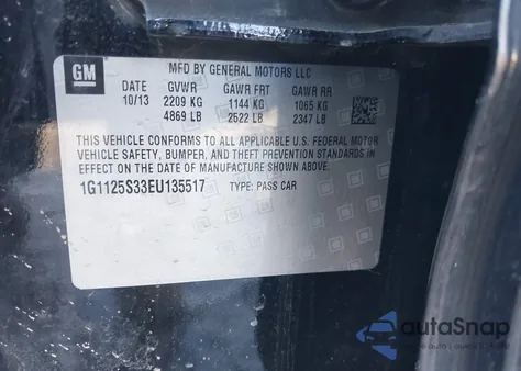 2014 Chevrolet Impala 2Lt из США, поврежденный, VIN 1G1125S33EU135517